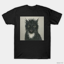 Dikenli Islak Kedi Meme Komik Siyah Kedi T-shirt Erkekler Kadınlar Için % 100% Pamuk T Shirt Çok Renkli