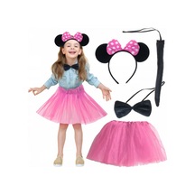 Mey İthalat Minnie Kostüm Seti Pembe Tütü Etek + Pembe Taç + Papyon + Kuyruk