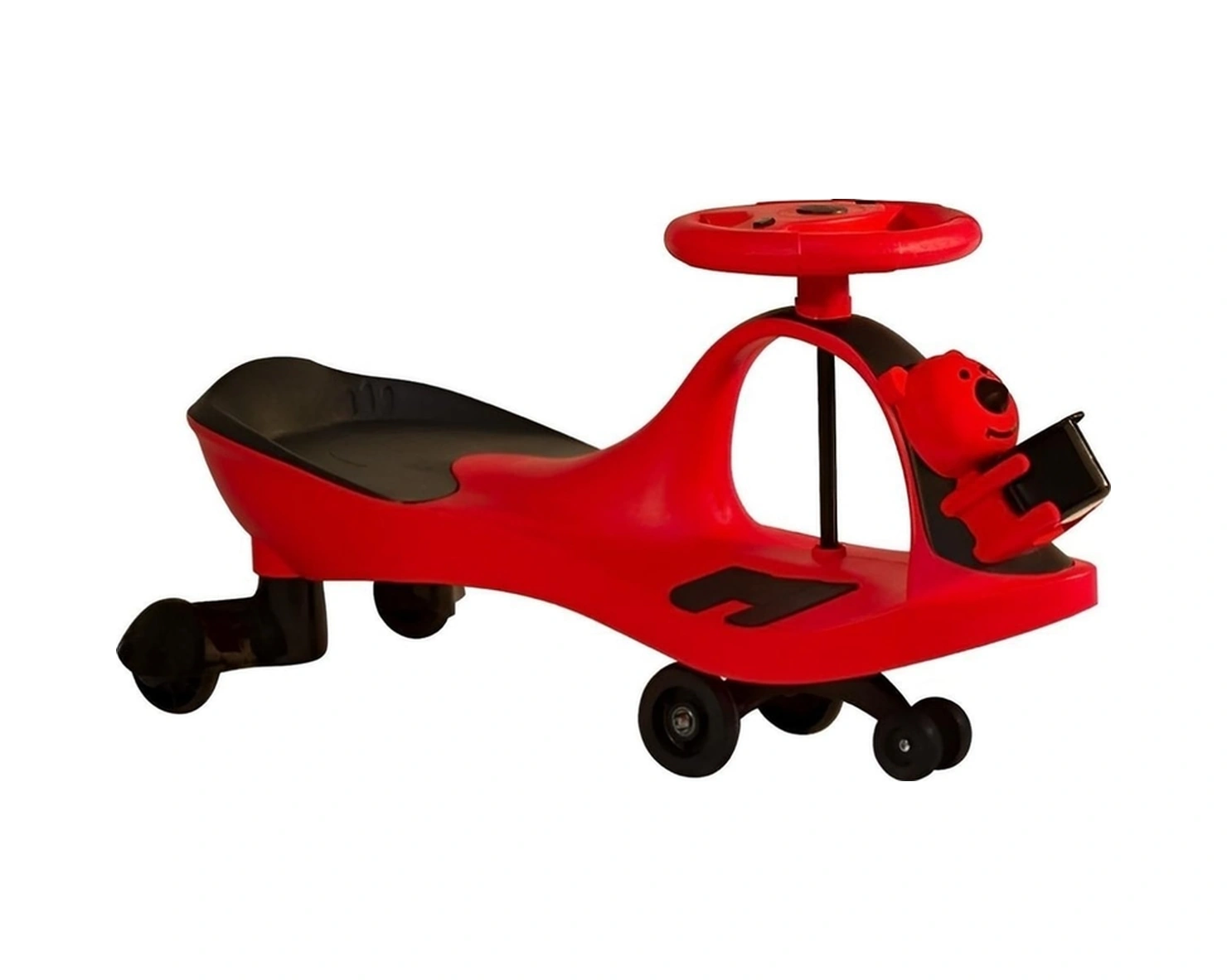 Swing Car Karınca Çocuk Kaykayı Sevimli Ayıcık Sepetli Kırmızı-siyah