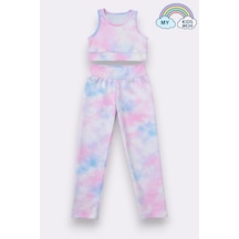 My Kids Wear Kız Çocuk Çok Amaçlı Desenli Mayo & Spor Takımı 12454 Beyaz - Koyu Mavi