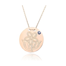 Kuyumcudukkani Nazarlık"çiçek"sembol Madalyon Kolye-35199-r Rose Gold