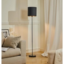 Mylights Siyah Lambader Köşe Lambası Yerden Aydınlatma Kumaş Baişol Metal Gövdeli Abajur Lamba 165 Cm