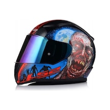 Ls2 Rapıd 2 Zombıe Fullface Motosiklet Kaskı Gökkuşağı Camlı Kırmızı - Mavi