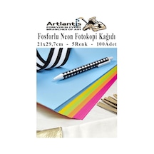 Fosforlu Neon Renkli A4 Fotokopi Kağıdı 100 Adet 1 Paket 21x29.7 Cm Fosforlu 5 Renk Parlak Canlı Renkler Neon Fotokopi