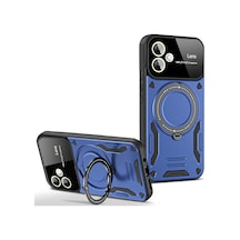 Samsung Galaxy  Uyumlu,  A06 Kılıf Joy Lens Standlı Kapak - Lacivert