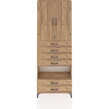Arges Dolap 4 Raflı 6 Çekmeceli 2 Kapaklı 88x30x243 Çam-çam Atlas Çam