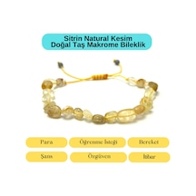 Sertifikalı Sitrin Natural Kesim Makrome Doğal Taş Bileklik Ayarlanabilir Ölçü Lacivert