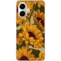 Infinix Smart 10 Uyumlu Altın Sarısı Ayçiçeği Bahçesi Baskılı Silikon Kılıf Renkli