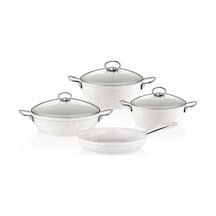 Taç Tac-3450 Granit Döküm 7 Parça Tencere Seti Beyaz