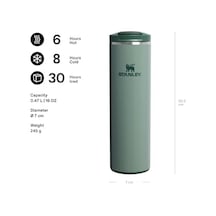 The Transit Fliptop Mug Termos Bardak, 0.47 L, Yeşil Hammertone Green Açık Beyaz