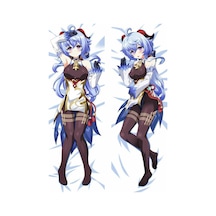 Anime Genshin İmpact - Ganyu Desenli Çift Yön Baskılı Sarılma Yastığı Kılıfı Çok Renkli