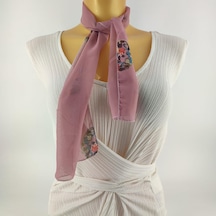 Tedz Collection PAREDORA Pembe Nakış Desenli Kısa Fular