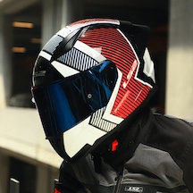 Mavi Cam + Ls2 Rapid 2 Race Extra Kask Beyaz - Kırmızı