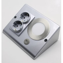 Tezgah Altı Priz 2'li - Antrasit Gri - 3 Watt Led Spot Ve Anahtarlı Beyaz İşık