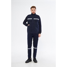 İş Elbisesi Yelek Pantolon Takım 7/7 Gabardin Kumaş Reflektörlü Lacivert