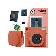 Instax SQ1 Terracotta Fotoğraf Makinesi + 20li Kare Film + Deri Kılıf + Pleksi Çerçeve + Kıskaçlı Stand