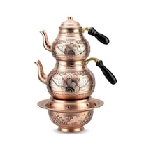 Gül Çiçek Eskitme Bakır Çaydanlık ve Osmanlı Ocağı Bakır