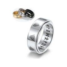 Novahub İskandinav Viking Metin Döner Paslanmaz Çelik Yüzük Erkekler Kadınlar İçin Celtic Ebedi Üçgen Düğüm Titanyum Dekompresyon Takı Hip Hop Çift Yüzük Gümüş - 11 Gümüş