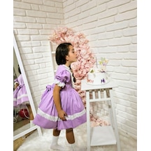 H L Y Karol Tasarım Lila Fırfırlı Vintage Kız Bebek Elbisesi, Özel Dikim Kız Çocuk Elbisesi, Doğum Günü Elbisesi, Fotoğraf Çekim Elbisesi, Kız Bebek Hediyesi, 0-12 Yaşa Uygun Lila