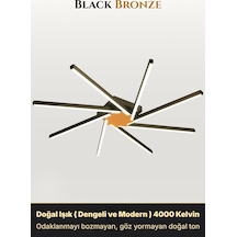 Zenit 8 Bronz Led Tavan Avize Kumandalı Dim Edilebilir Aşağı Işık Doğal Işık