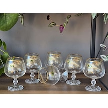 Fermato 6 'lı 24k El İşçiliği - Gerçek Altın İşlemeli 250 Cc'lik Kahve Yanı Kristal Bardak Peacock Gold Çok Renkli