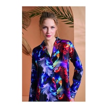 Angbutik Pjs 27079 Kadın Düğmeli Pijama Takımı mor