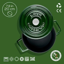 Premium Serisi - Döküm Yuvarlak Tencere, 20 Cm, Majolik Yeşil 12v