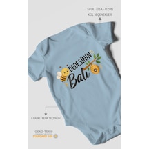 Morivokids Dedesinin Balı Kısa Kollu Bebek Body %100 Pamuk Bebe Mavisi