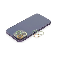 Apple İphone 12 Pro Uyumlu Renkli Kamera Lens Koruma Cam - Sarı-turuncu