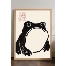 Frog Ahşap Çerçeveli Poster, Dekoratif Sanatsal Duvar Tablosu