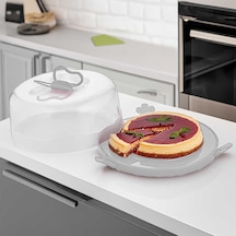 Porsima L-501 Caramel Kek Saklama Taşıma Kabı Fanusu Gri