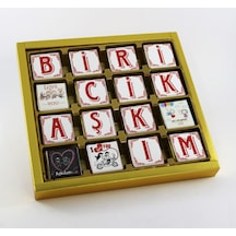 Dark Brown Harf Harf Biricik Aşkım Yazılı Madlen Bitter ve Sütlü Çikolata 48 Adet