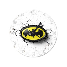 Çatlak Zeminde Batman Logo Sessiz Duvar Saati (408136599) Çok Renkli