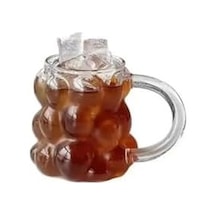 Yeni Nesil 350 Ml Üzüm Tasarımlı Bubble Borosilikat Cam Soğuk Kahve, Latte, Meşrubat Kupa Bardağı 1 Adet - 2430 Açık Kırmızı