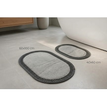 Nakkaş Home 2'li Jüt Peluşlu Gri Klozet Takımı 2li Oval