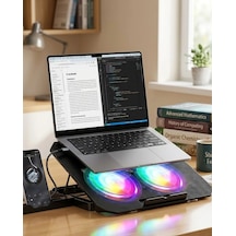 Notebook Soğutucu Stand Rgb Aydınlatmalı İki Fanlı Laptop Altlığı