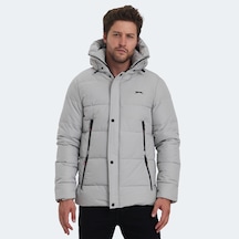 Slazenger GANEA IN Büyük Beden Erkek Kapüşonlu Şişme Bej Mont & Kaban