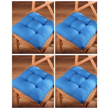 Altınpamuk Altınpamuk 4'Lü Lüx Pofidik Mavi Sandalye Minderi Özel Dikişli Ba