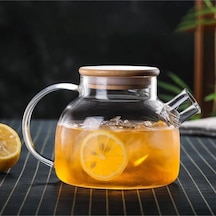 Hitfoni Bambu Kapaklı Isıya Dayanıklı Cam Demlik 1000 ML