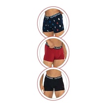 U.S. Polo Assn. U.s Polo Assn. 80528 Erkek Pamuklu 3'lü Boxer-siyah&bordo&baskılı Siyah