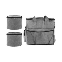 Pazly Skycity Hayvan Çantası - Köpek/kedi Seyahat Seti, 2'li Yemek Kabı + Çok Cepli Gri Gri Gri