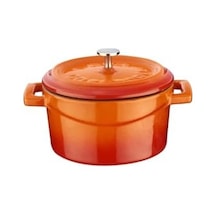 Metal Döküm Mini Tencere, 10 Cm, 0.35 L Hacim, Turuncu