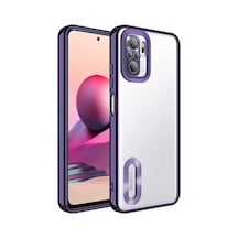 Redmi Note 10s Kılıf Kamera Korumalı Logo Gösteren Omega Kapak - Derin Mor Derin Mor Derin Mor
