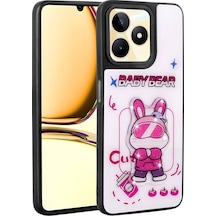 Butam Bilişim Realme C53 Kılıf Parlayan Kabartmalı İkonik Figürlü Amas Silikon Kapak - Bey Beyaz