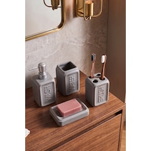 Perotti 13891 Well Stoneware 4 Parça Banyo Seti Gri Grı
