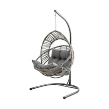 Minderli Oval Lounge Açık Kahve Rattan Bahçe Koltuğu, Rahat Dış Mekan Kullanımı