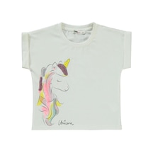 Civil Girls Simli Unicorn Baskılı 2-5 Yaş Takım Ekru