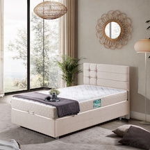 Viyana Tek Kişilik Baza Başlık Comfort Yatak Seti Krem 120 x 200