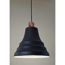 Dylight Retro Metal Siyah Bakır Duylu Dekoratif Rustik Tekli Sarkıt Avize Çap:27 Cm Beyaz