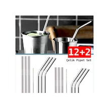 meniv 14 Parça 304 Çelik Pipet Seti Kamp Outdoor Bahçe Parti